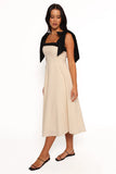 Olinda Midi Dress Oatmeal Black