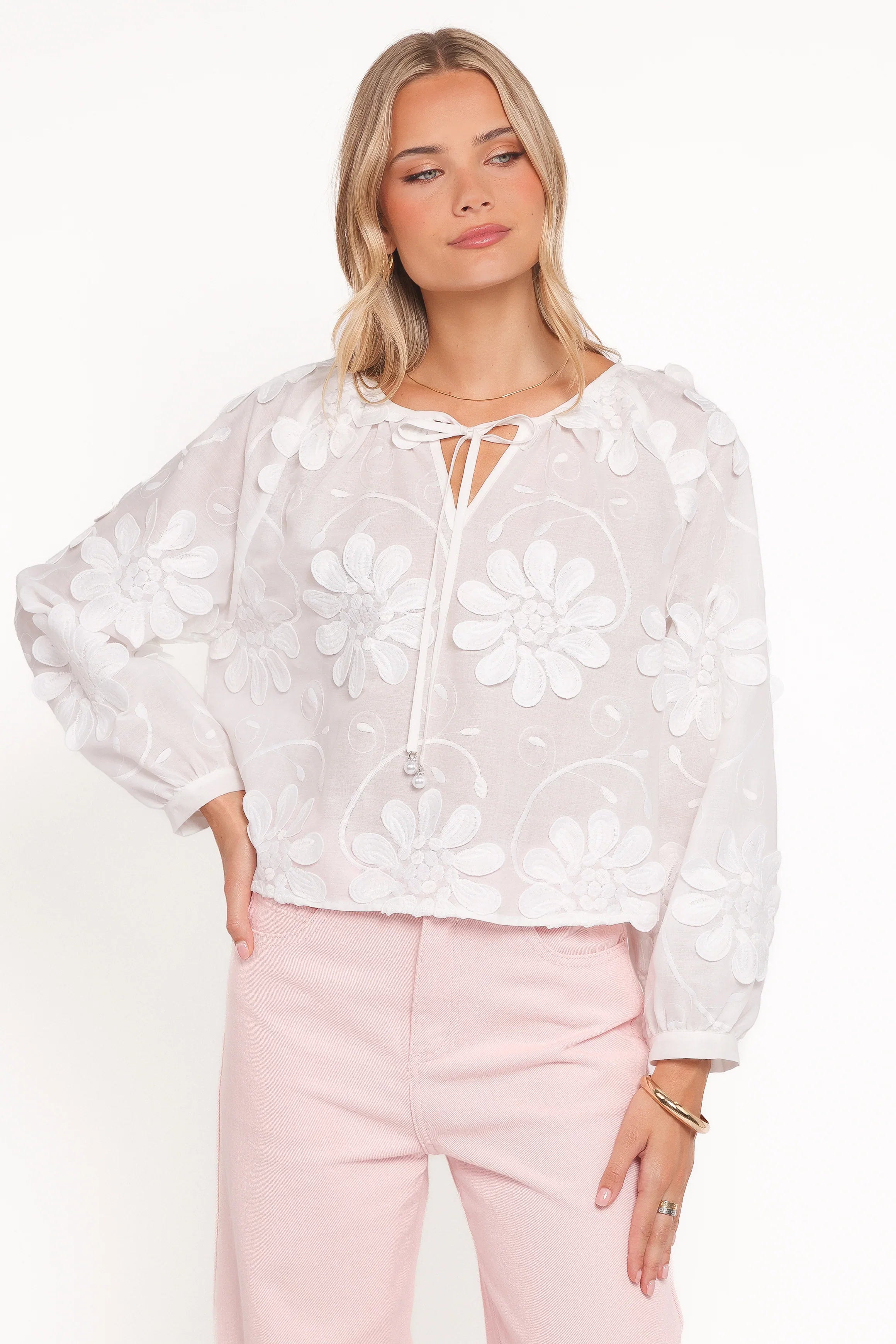 Leire Embroidered Blouse White