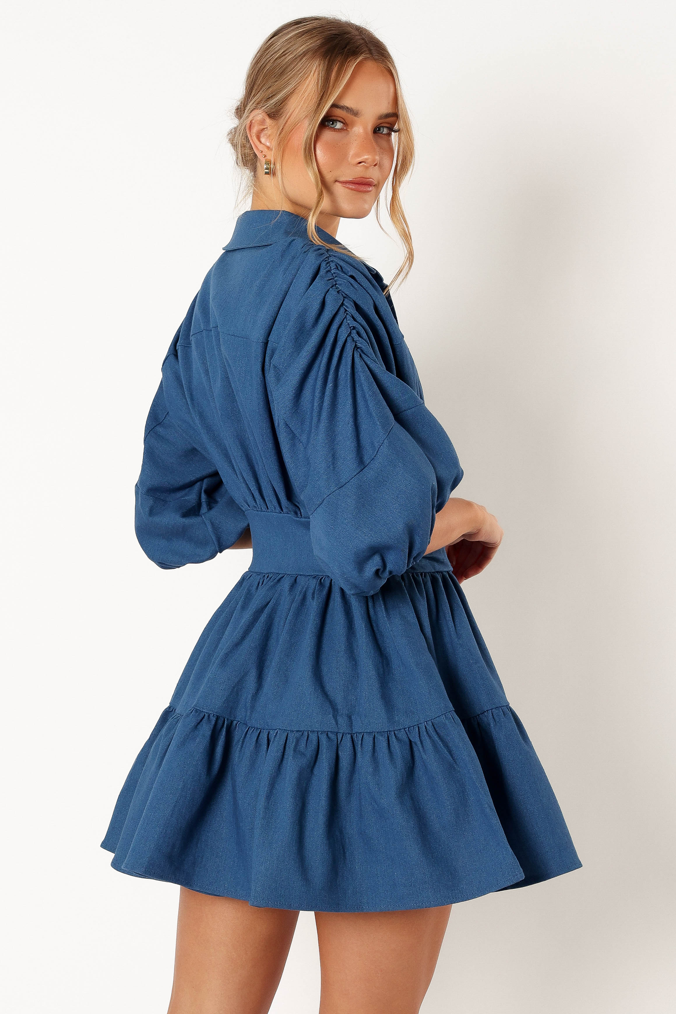 Francis Long Sleeve Mini Dress Blue Denim