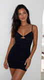 Aurelina Cowl Neck Ruched Mini Dress Black