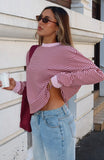 Touchdown Long Sleeve Tee Pink Stripe