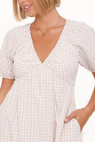Cadhla Mini Dress Beige Gingham