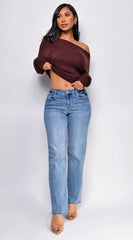 Alba Mid Rise Straight Leg Denim Jeans Blue