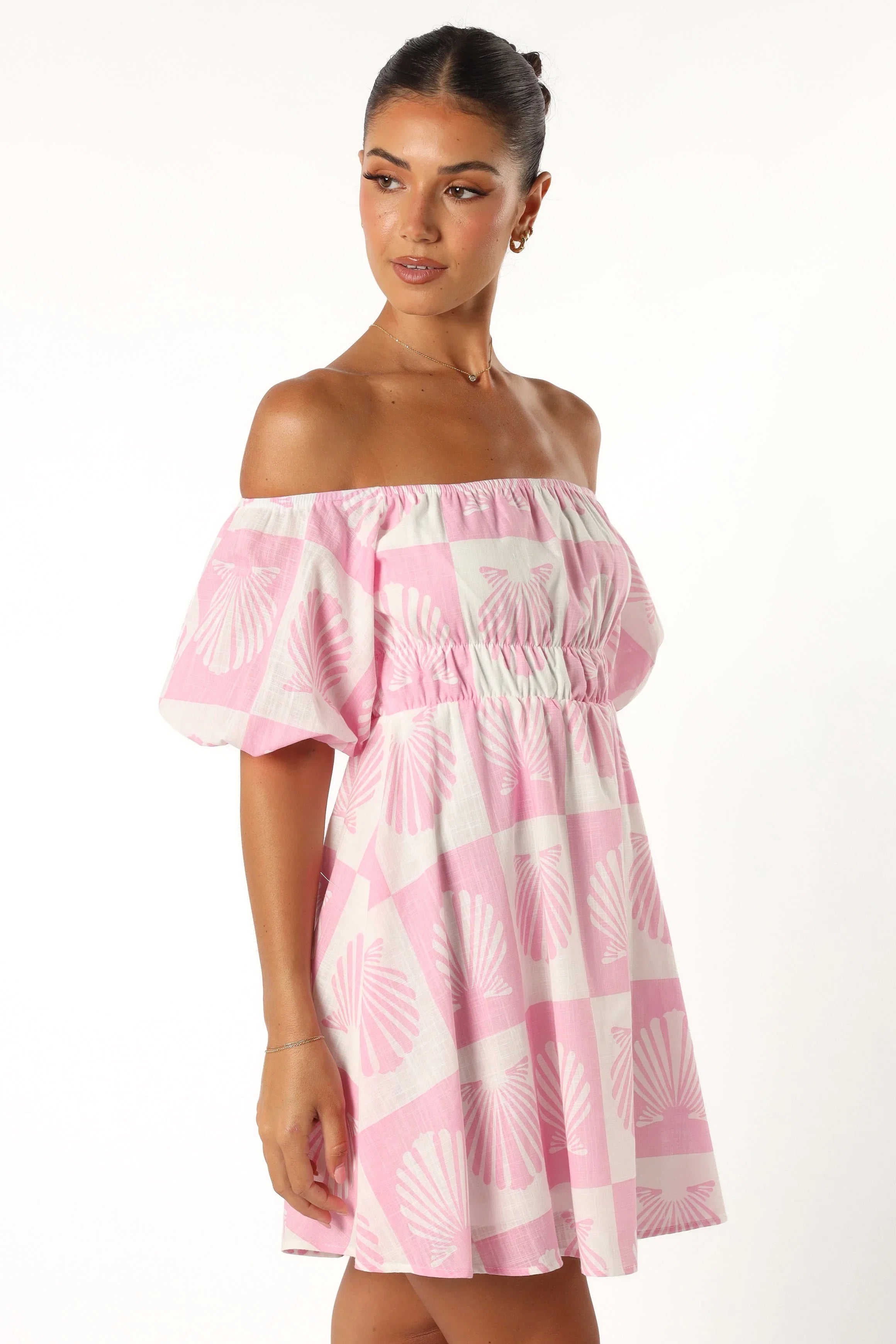 Rocco Off Shoulder Mini Dress Pink