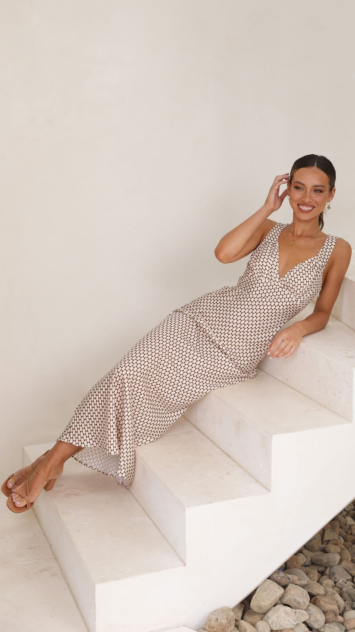 Rubie Maxi Dress Brown Geo