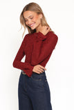 Jasmine Long Sleeve Lace Top Red