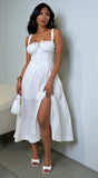 Noura Bustier Lace Up Midi Dress Off White
