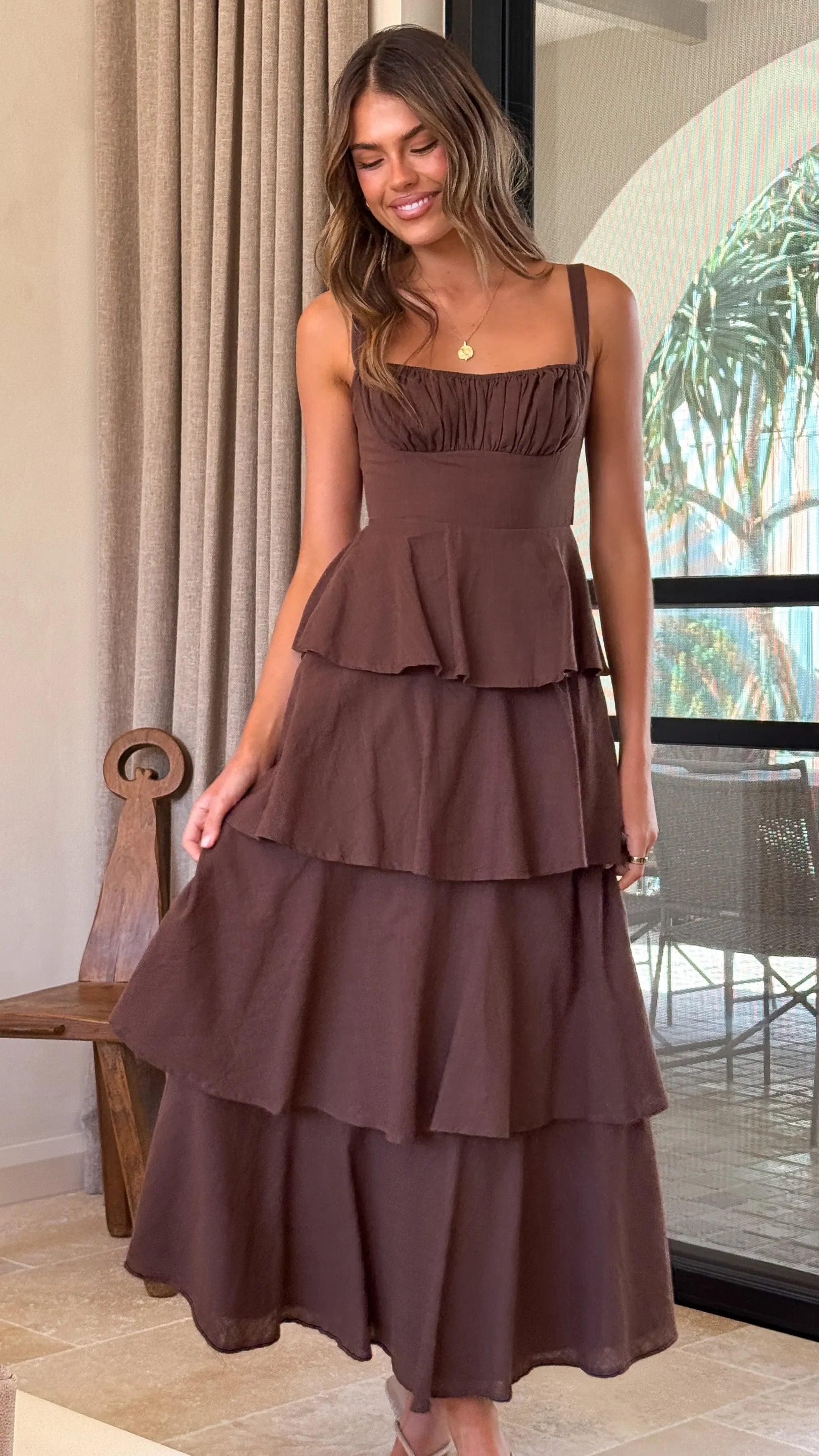Odilia Maxi Dress Chocolate