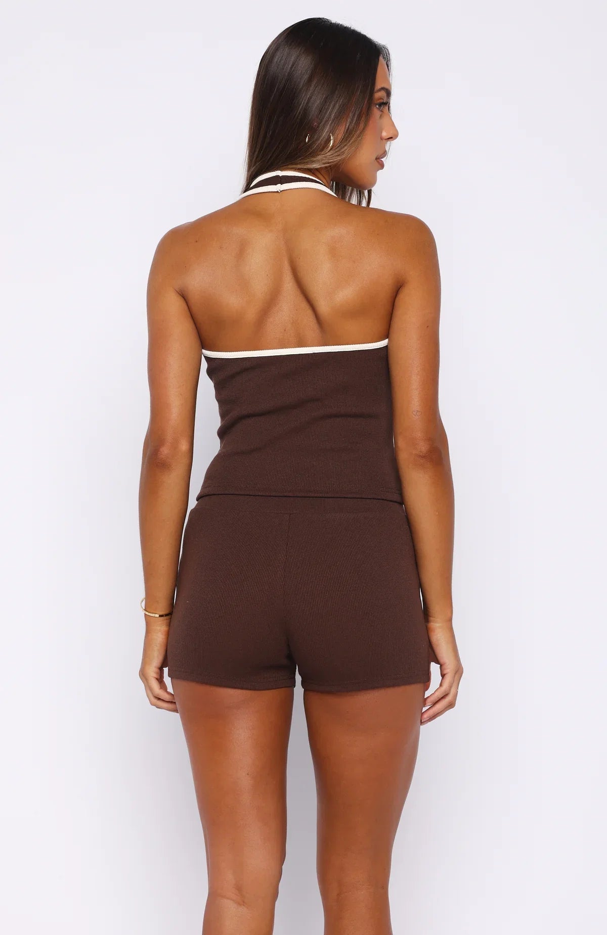 Doing My Best Ribbed Bike Shorts Chocolate