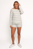 Ciaran Knitted Short Set Cream Blue