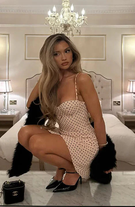In The Back Of My Mind Mini Dress Cream Choc Polka Dot