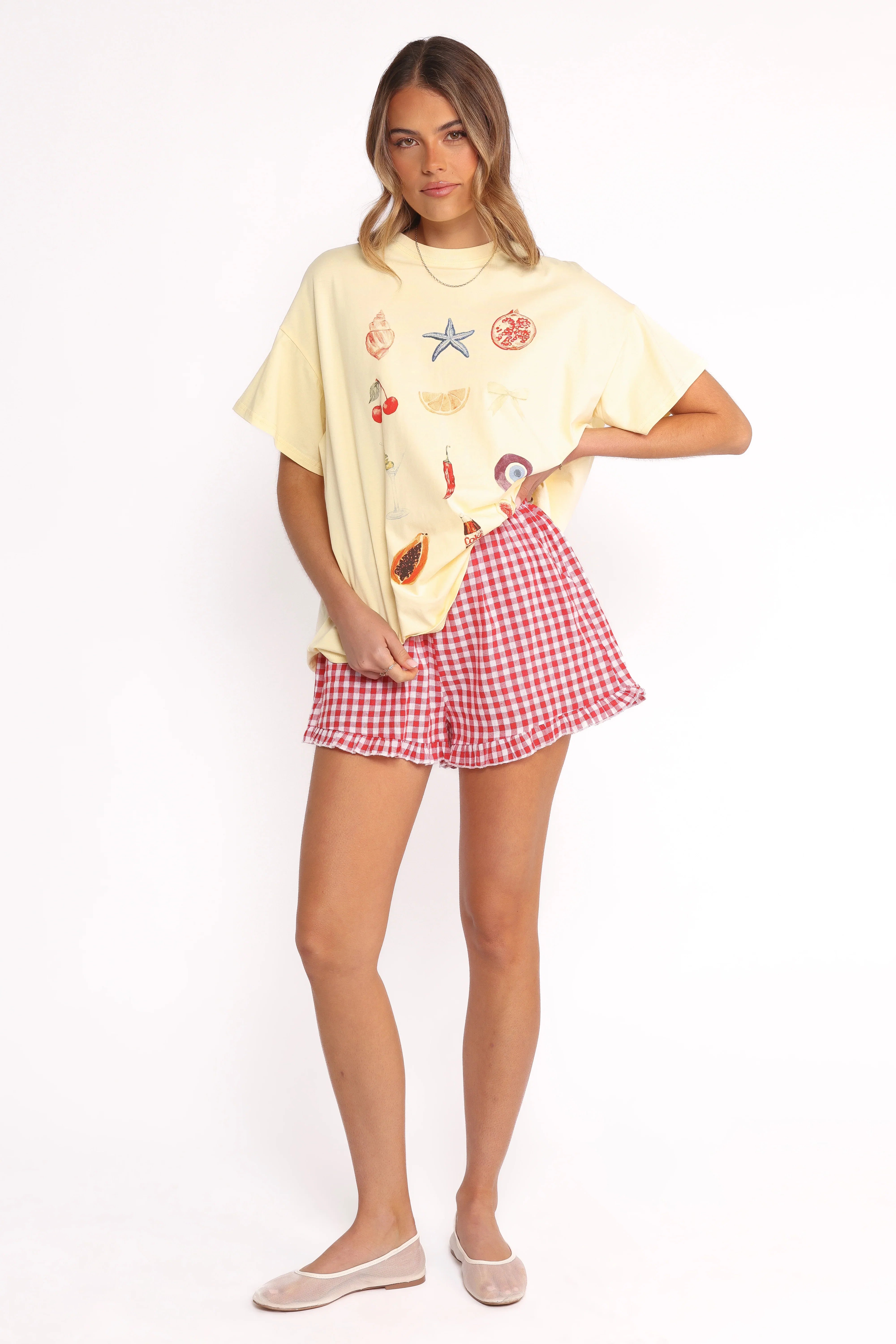 Daphne Short Set Yellow Red Gingham