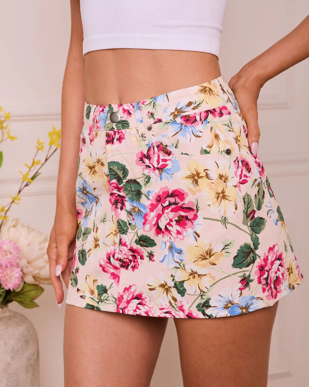Sunveil Garden Floral Mini Skirt
