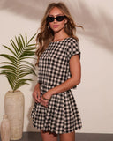 Velmiah Gingham Print Short Sleeve Top