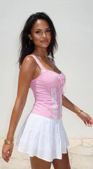 Kiora Gingham Corset Top Pink