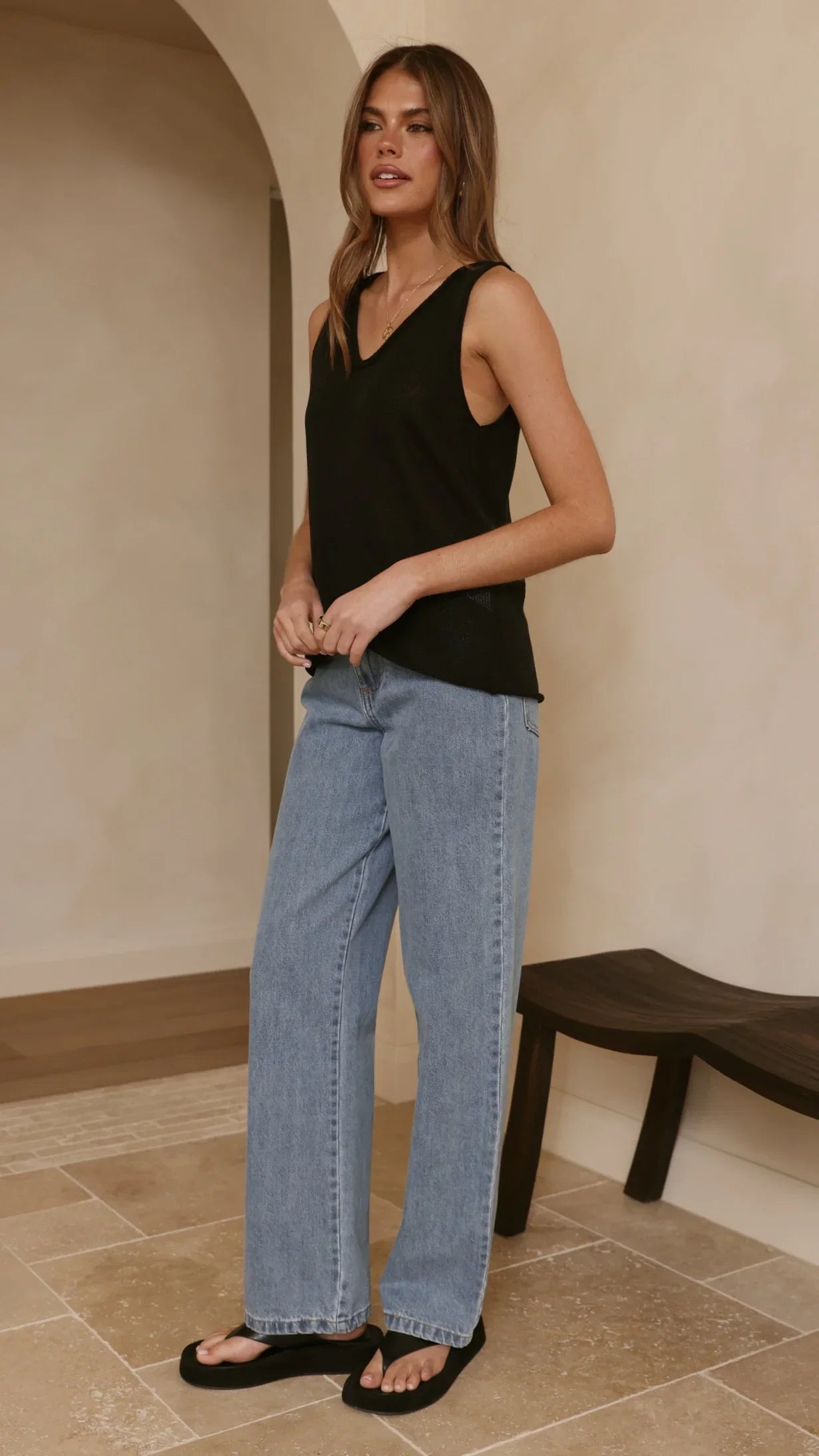 Annie Scoop Neck Tank Black