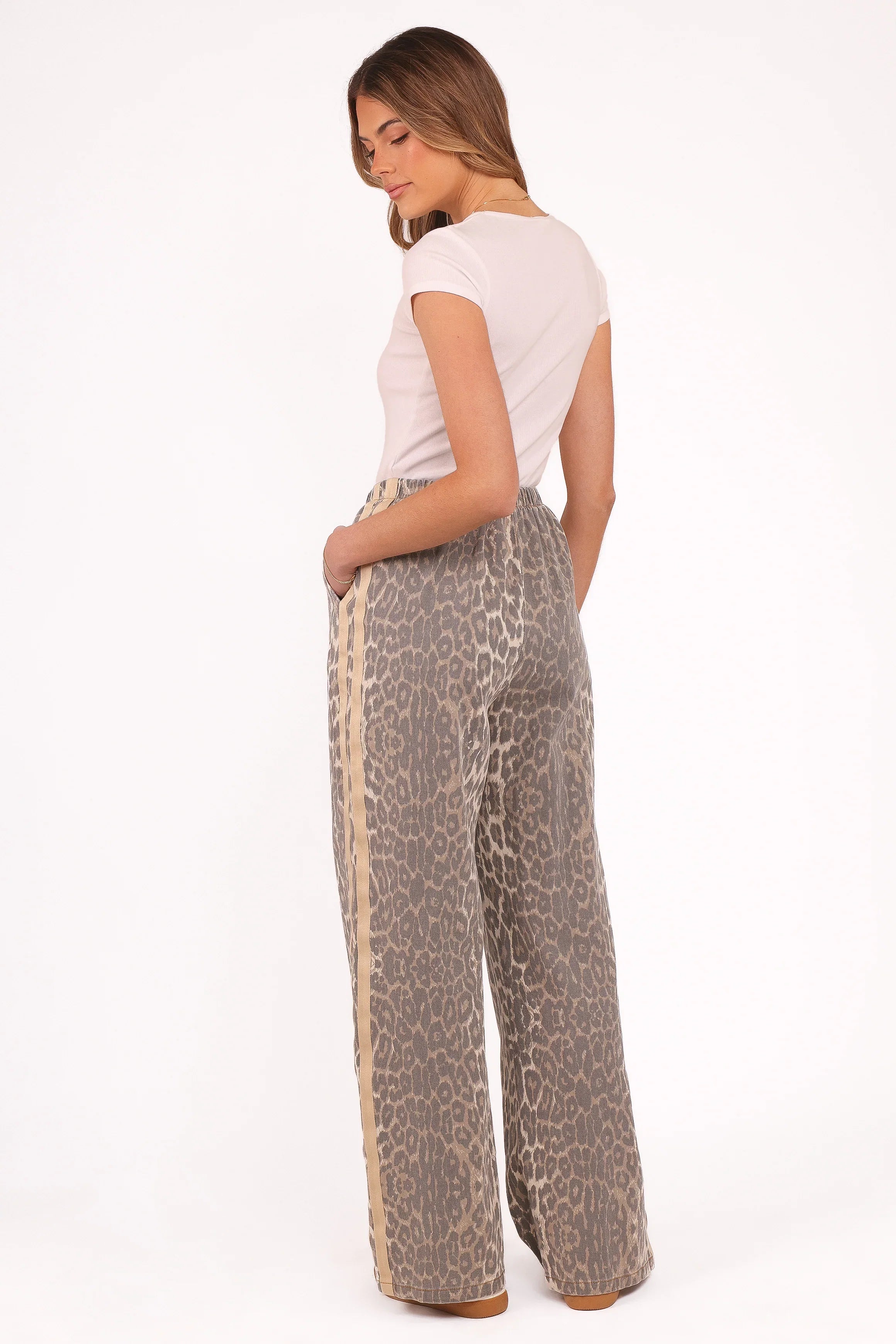 Fletcher Denim Racer Pants Leopard