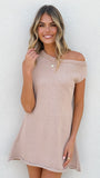 Robin Off Shoulder Mini Dress Taupe