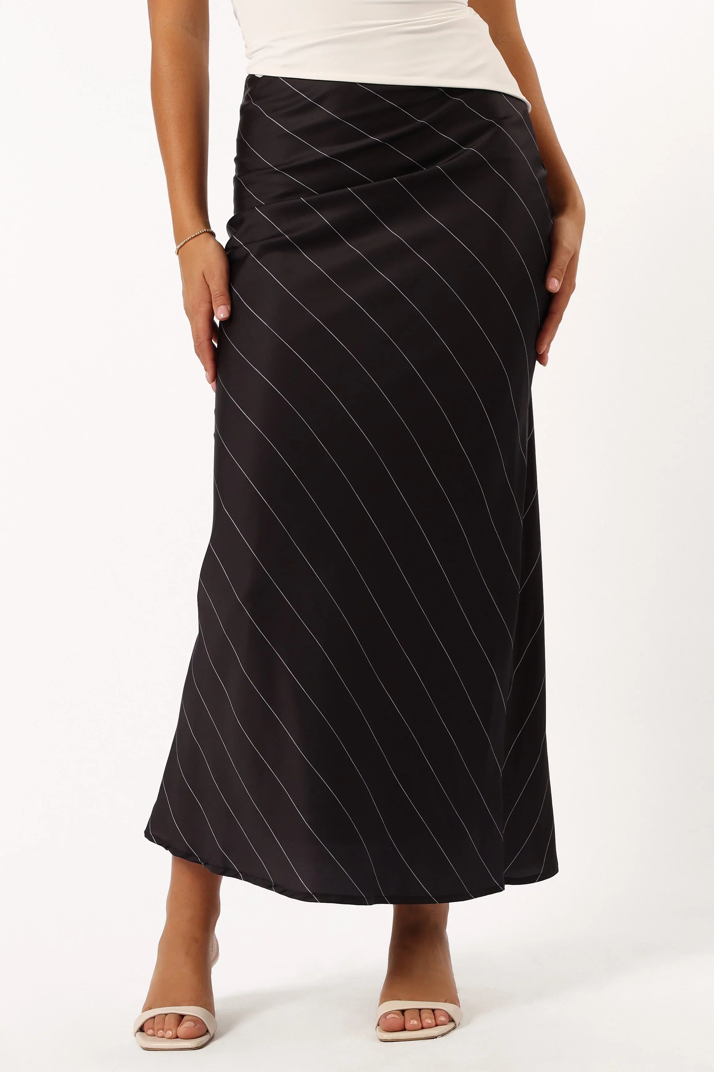 Heidi Stripe Slip Skirt Black White Stripe