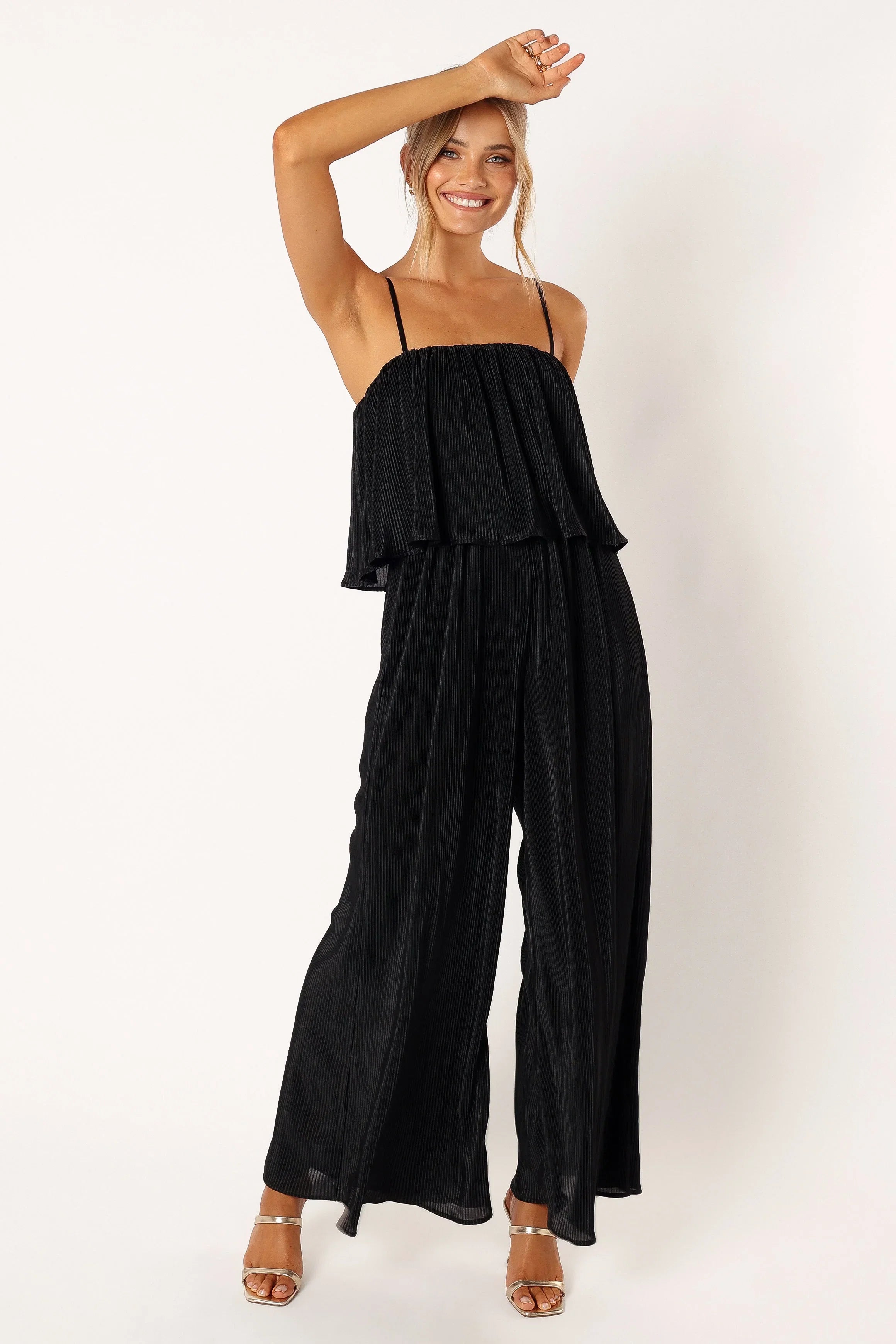 Jillian Plisse Jumpsuit Black