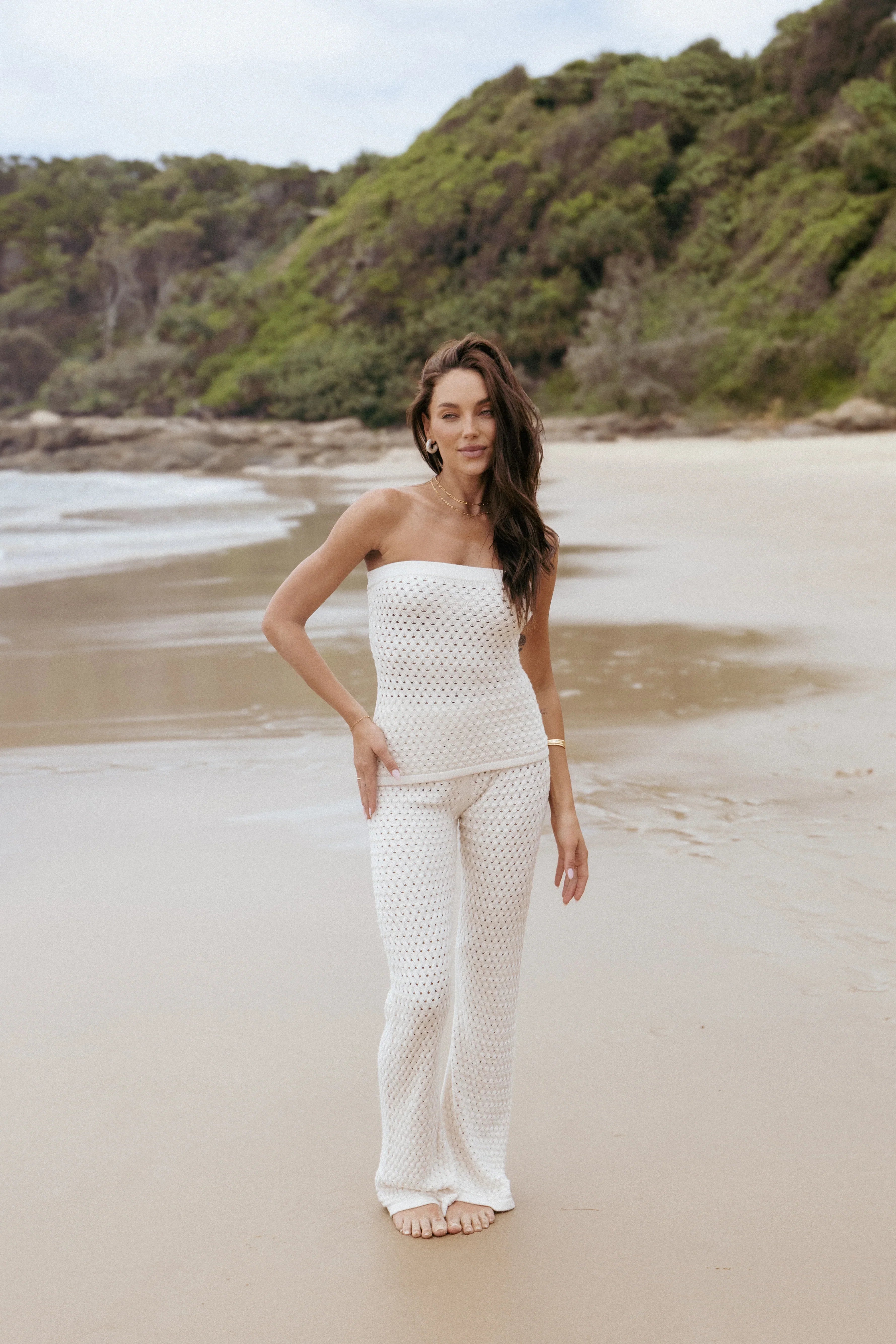 Fonte Strapless Knit Top Cream