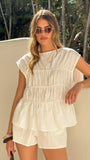 Cara Shirred Top and Shorts Set White