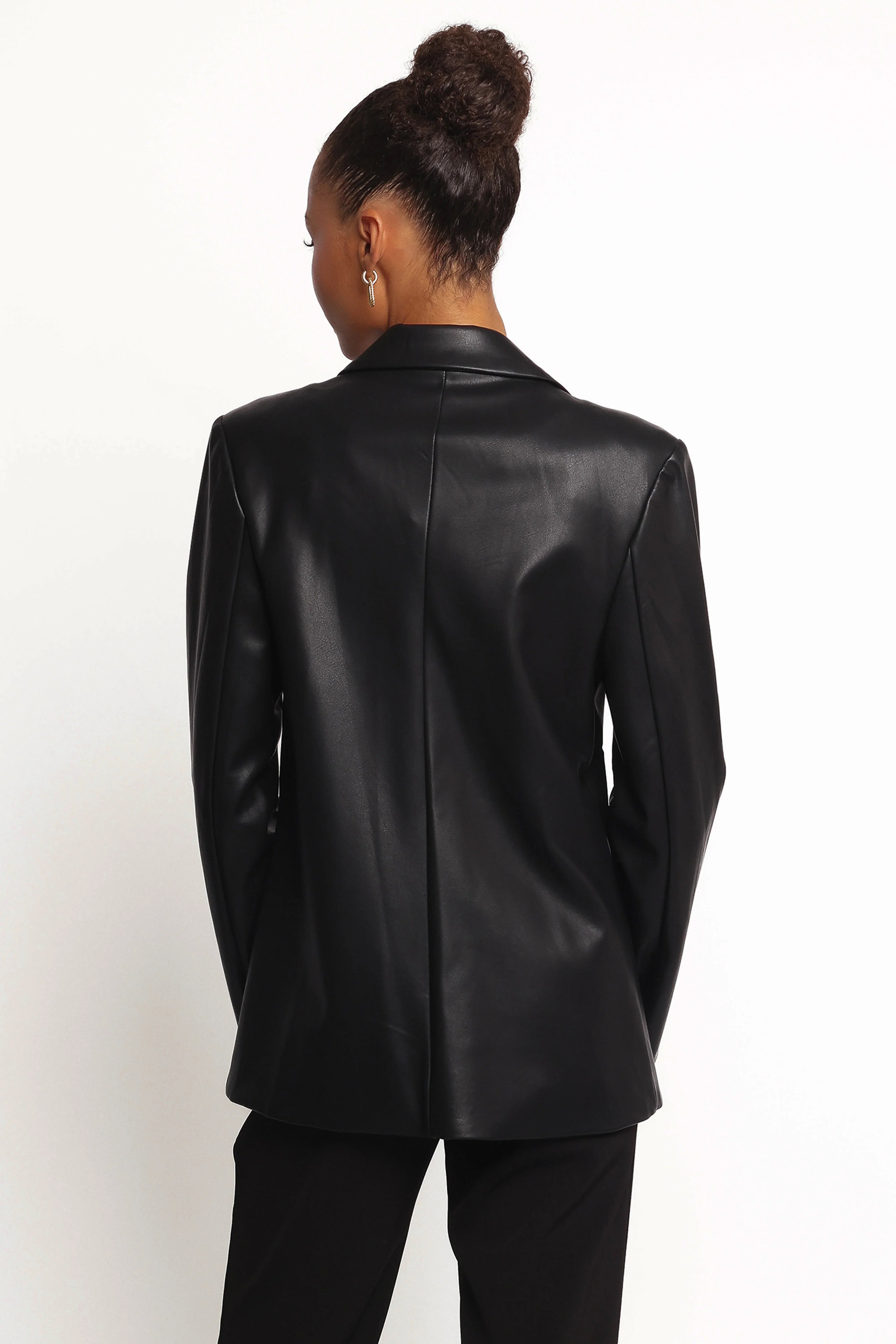 Jamie Faux Leather Blazer Black