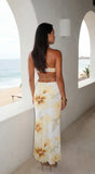 Violessa Floral Ruffle Cutout Maxi Dress Yellow Multi