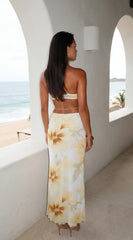 Violessa Floral Ruffle Cutout Maxi Dress Yellow Multi