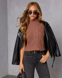 Amber Husk Cable Knit Mockneck Sweater