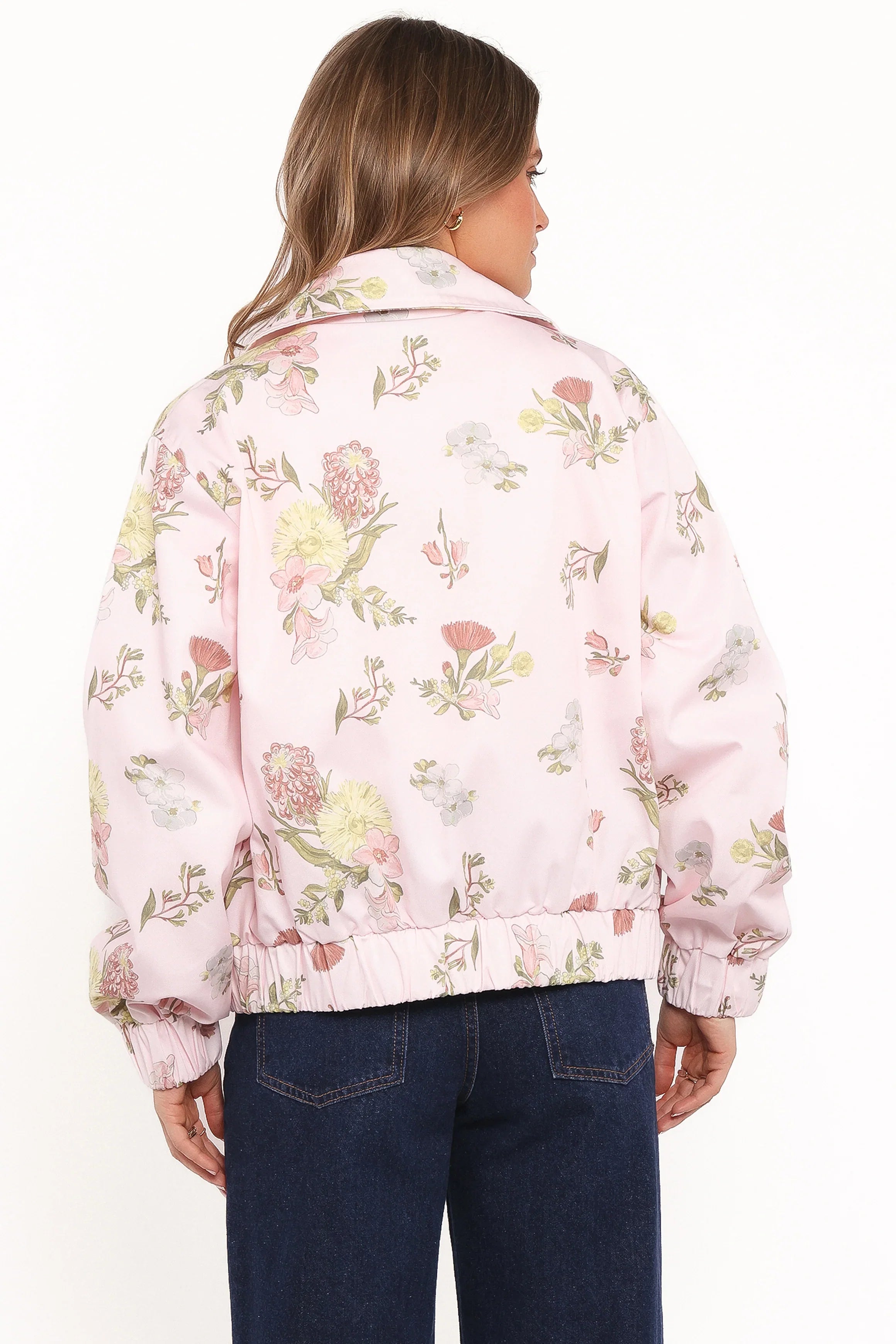Calvin Floral Twill Zip Jacket Pale Pink Floral