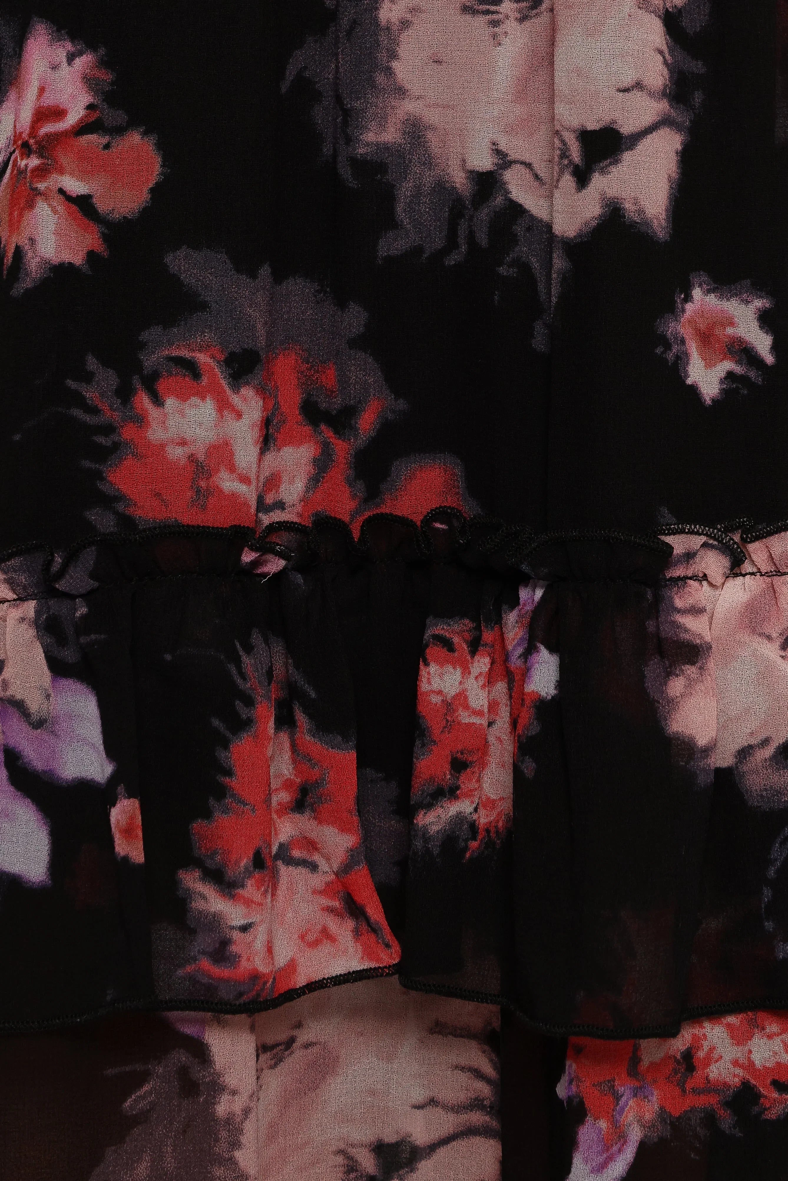 Isadora Long Sleeve Maxi Dress Black Blurred Floral