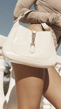 Alix Shoulder Bag Chalk Crinkle Patent
