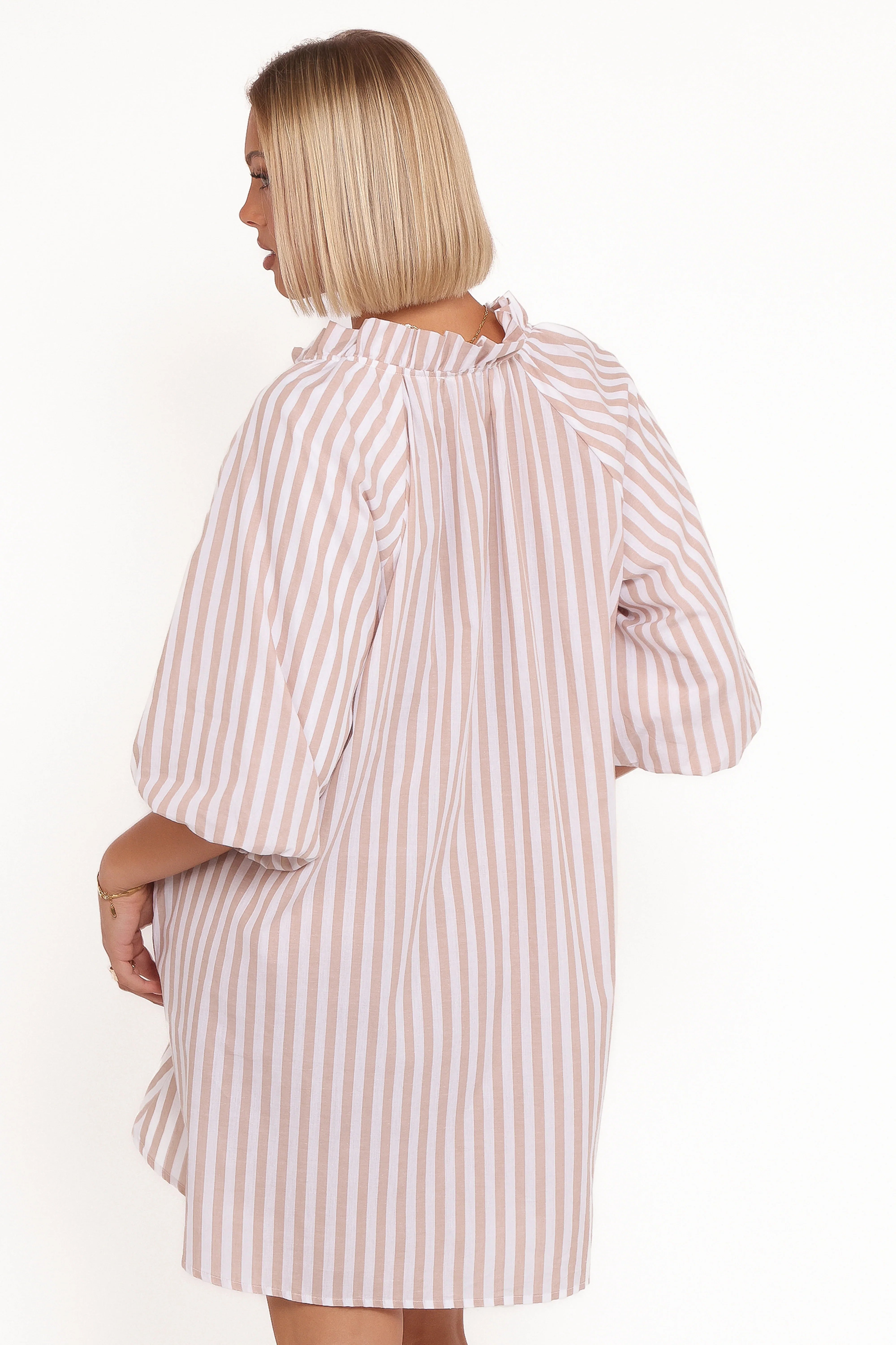 Doran Mini Dress Beige White