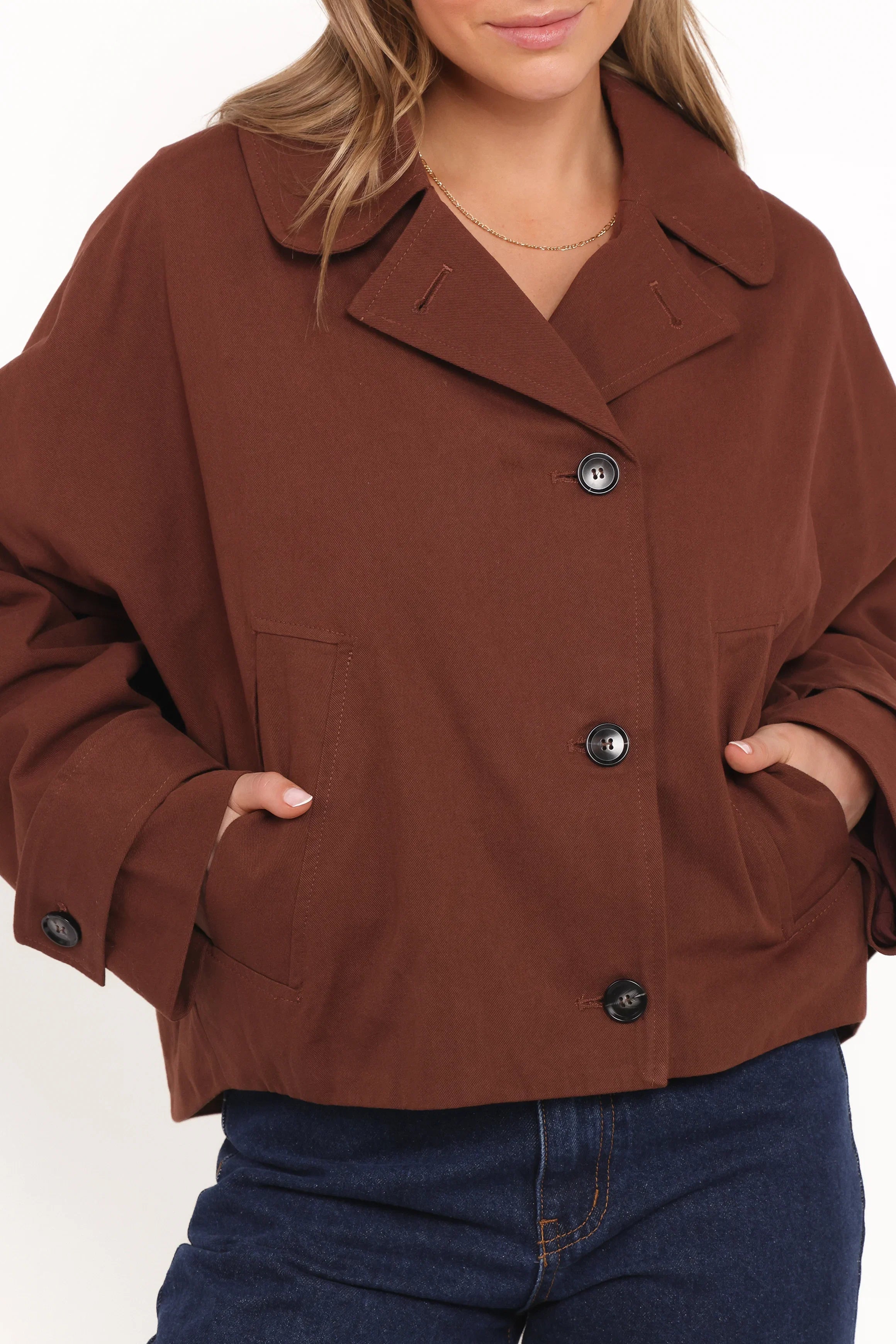 Notion Cropped Trench Espresso
