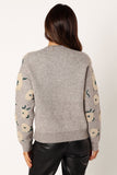 Aubrielle All Over Flower Knit Sweater Grey Green