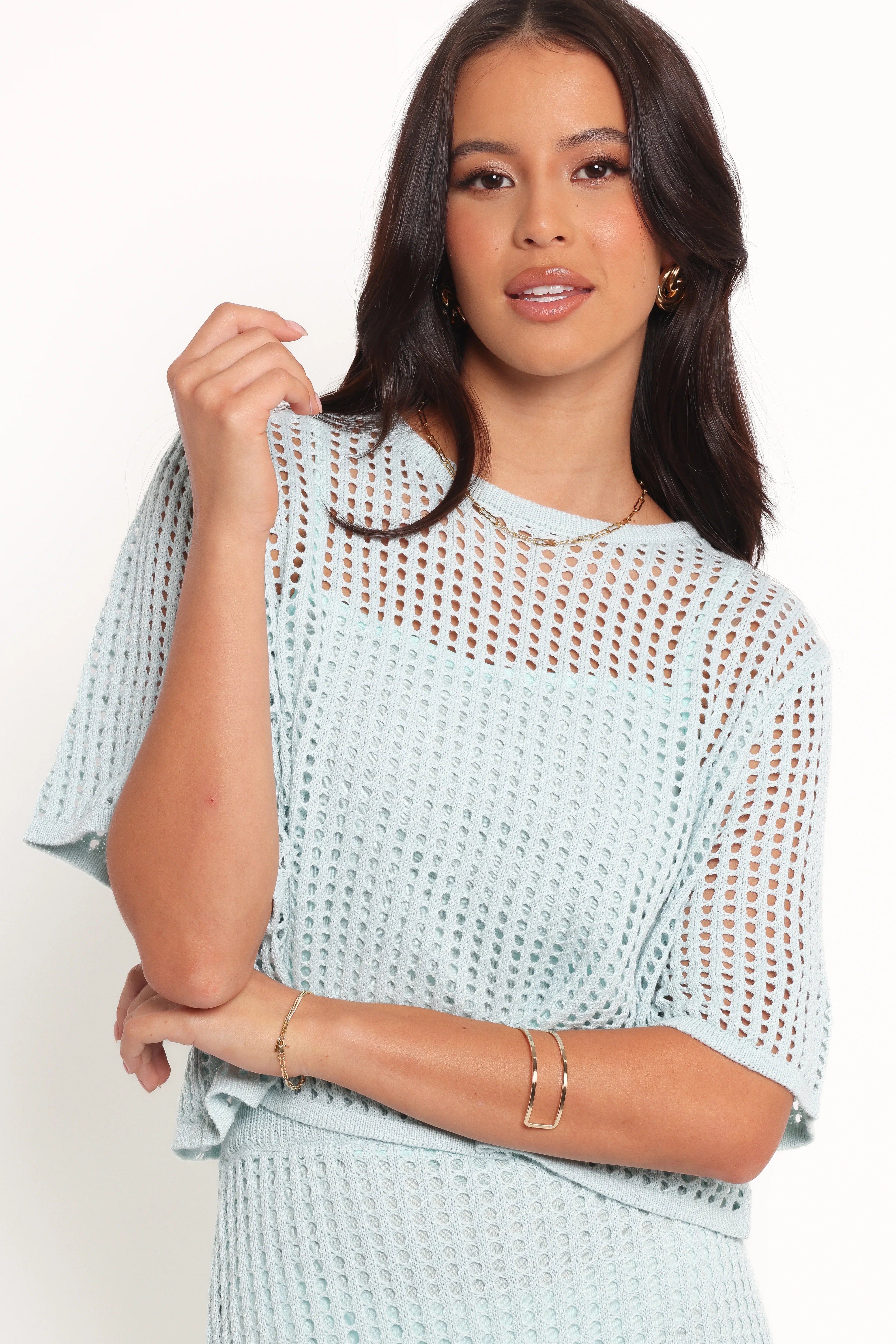 Kinnie Knit Skirt Set Light Blue