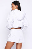 On My Own Terms Boxy Zip Front Hoodie Grey Marle