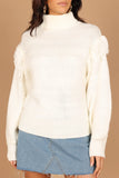 Christie Fringe Knit Sweater Cream