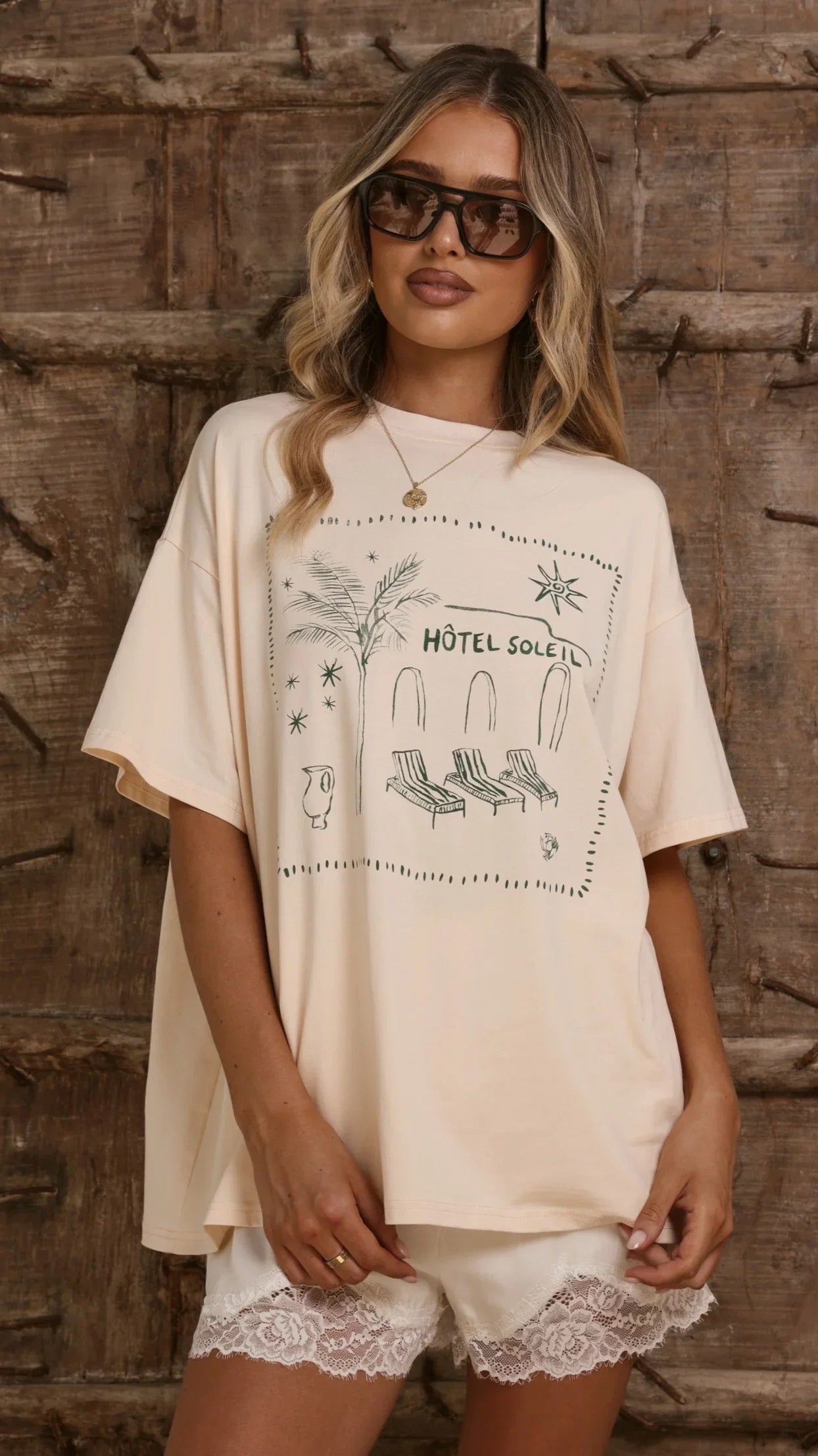 Hotel Soleil Oversized Tee Beige