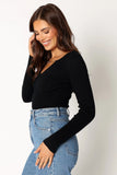 Ace Long Sleeve Knit Bodysuit Black