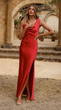 Iris Asymmetrical Maxi Dress Red