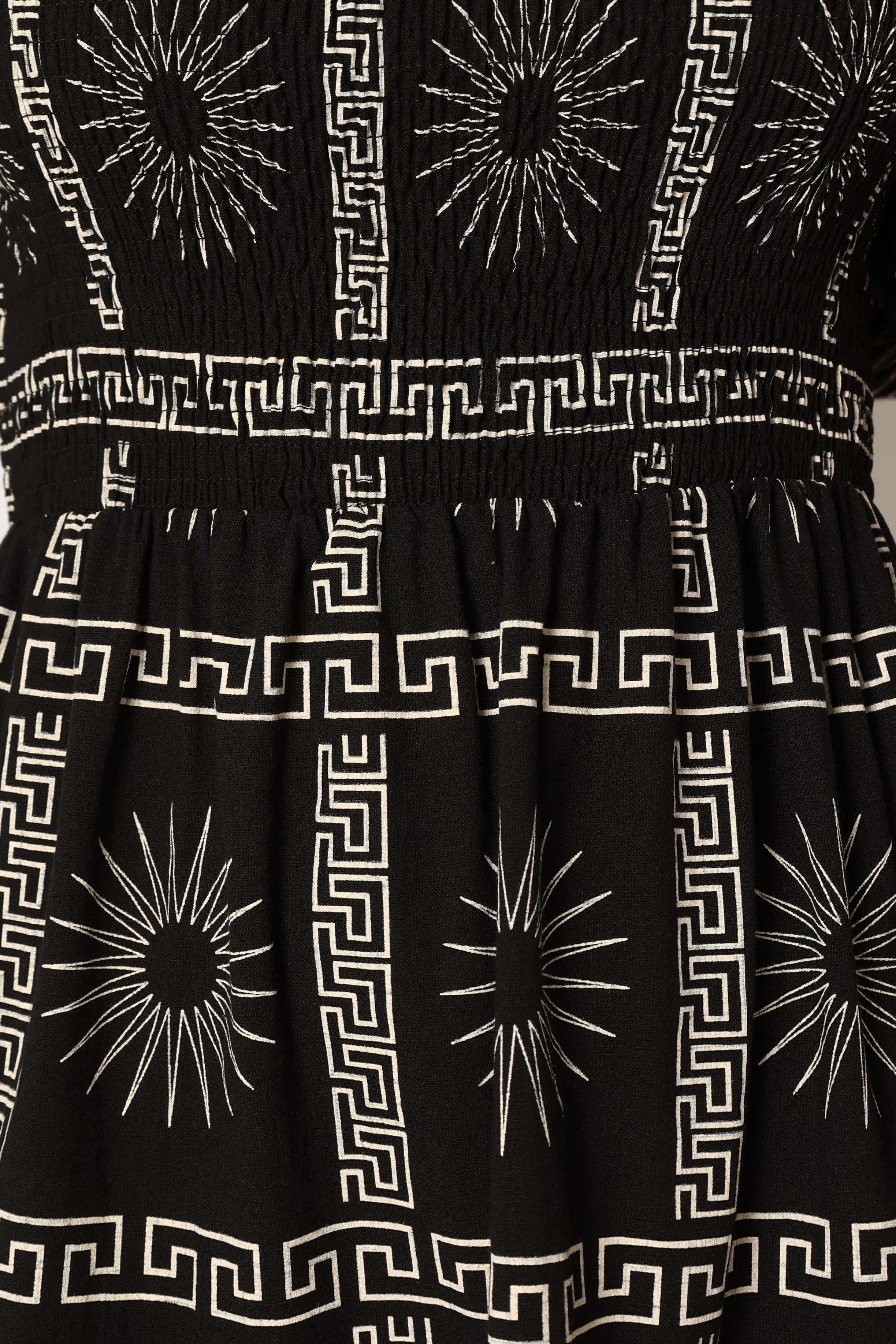 Soliel Puff Sleeve Midi Dress Black Tan
