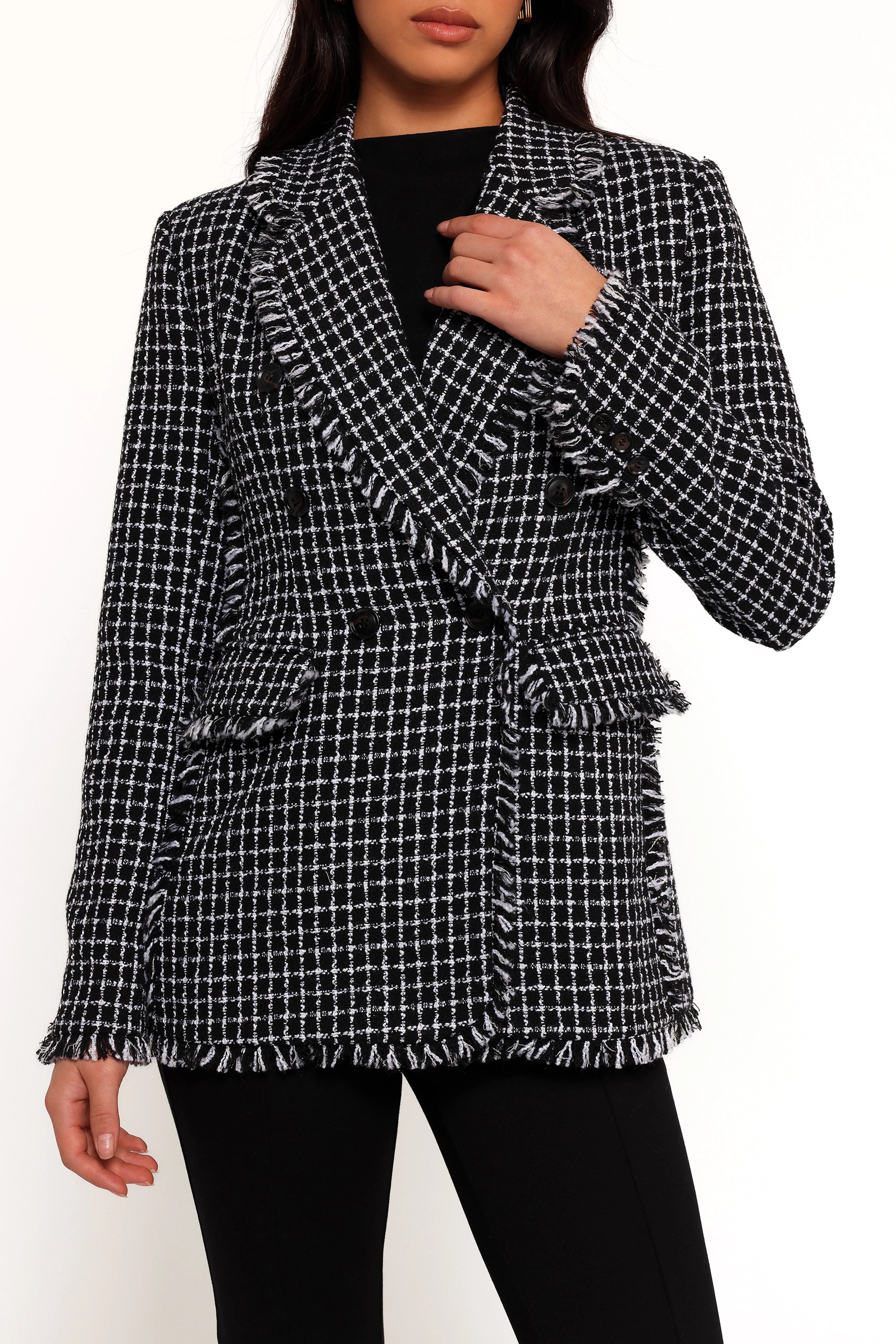 Rocco Hem Blazer Black White