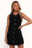 Velvette Mini Button Down Dress Black