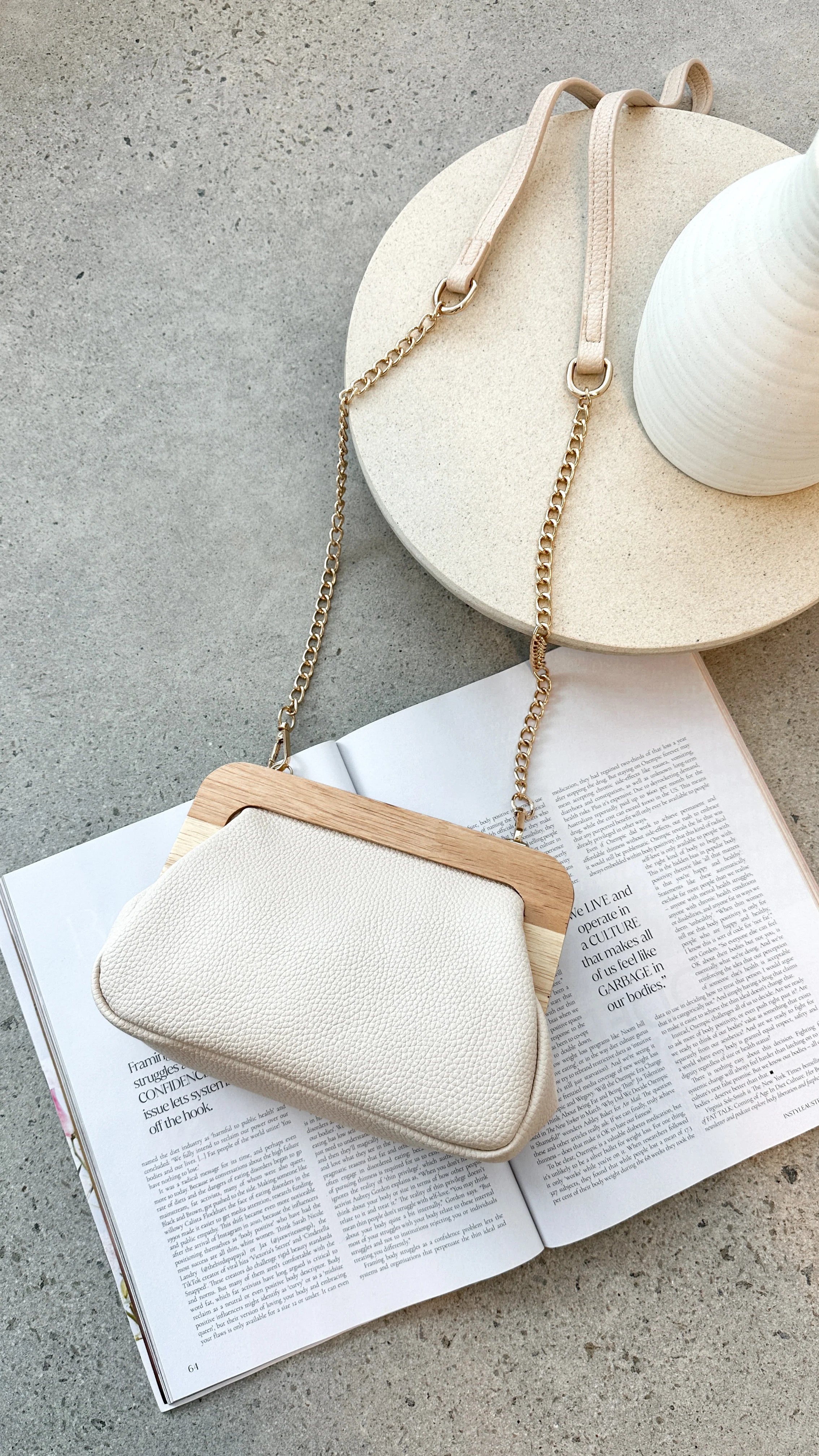 Kimmi Timber Frame Clutch Nude