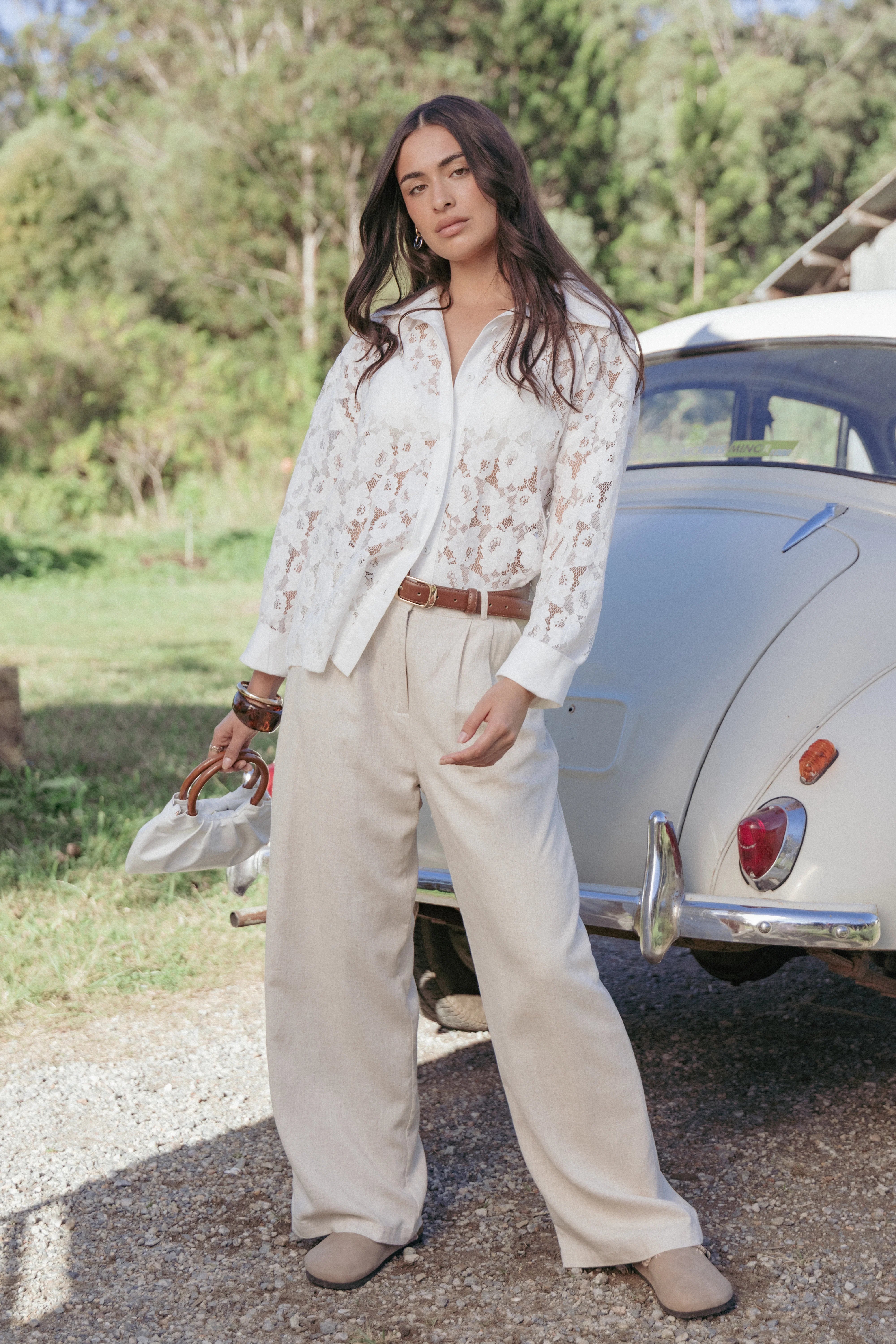 Carol Lace Shirt White