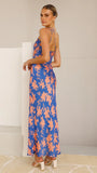 Verity One Shoulder Maxi Dress Orange Blue Floral