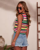 Tropic Sun Striped Knit Sweater Tank Top