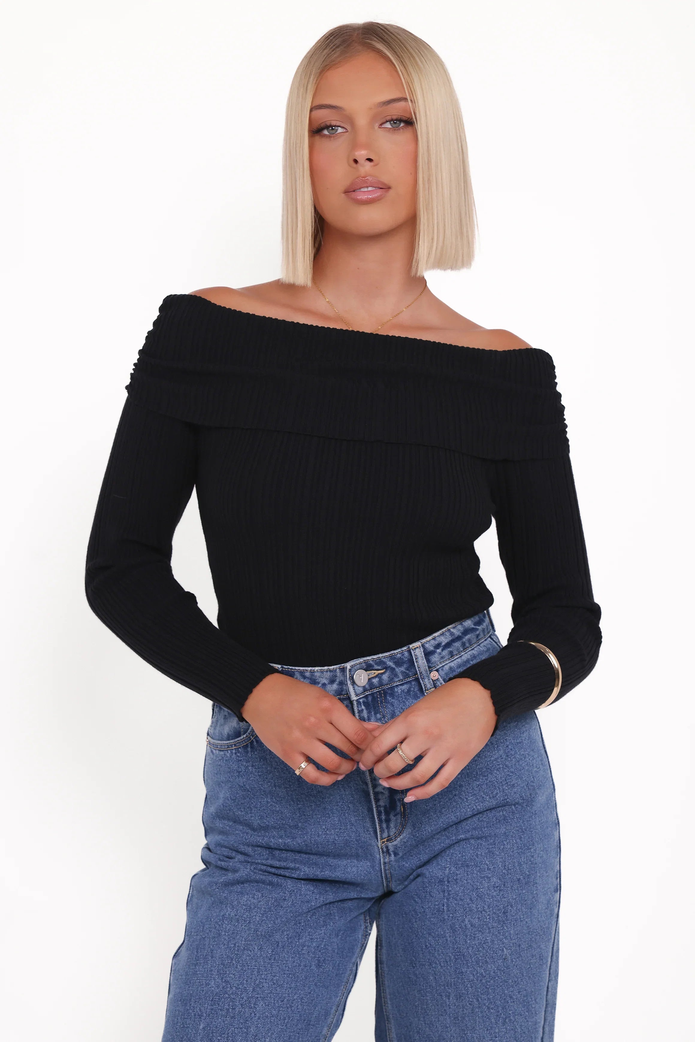 Junia Tie Back Knit Top Black